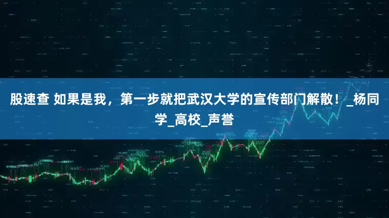 股速查 如果是我，第一步就把武汉大学的宣传部门解散！_杨同学_高校_声誉